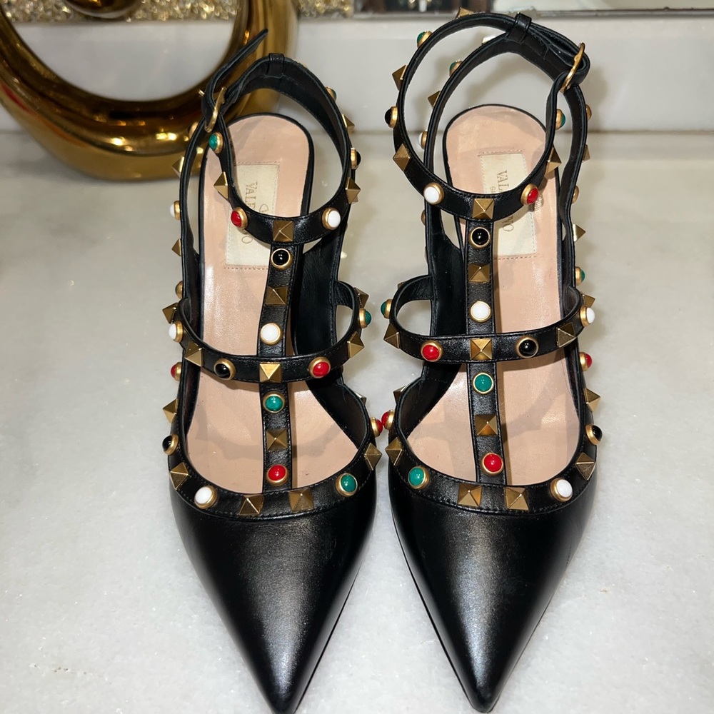 Valentino Rolling Rockstud Black multicolor heels size 38